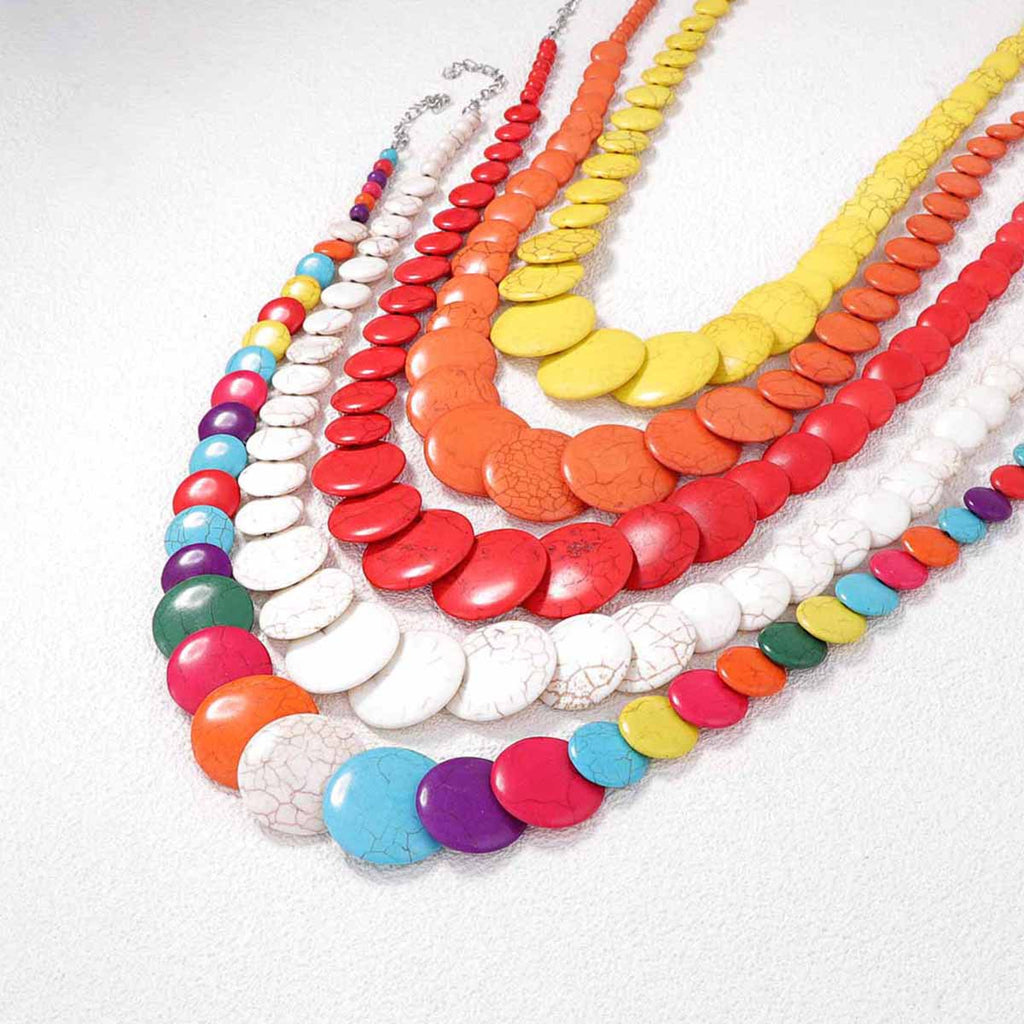 Rainbow Chess Statement Beads Necklace