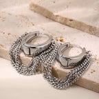 Gold Silver Duo Tone Tassel Chain Earrings