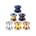 Black CZ Hollow Screw Fit Tunnel Plug Set | UZ299