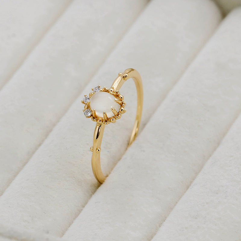 Aurora Moonstone Birthstone Ring