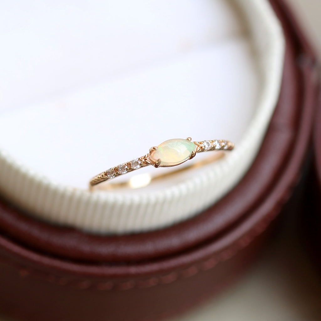 Marquise Opal Thin Band Ring