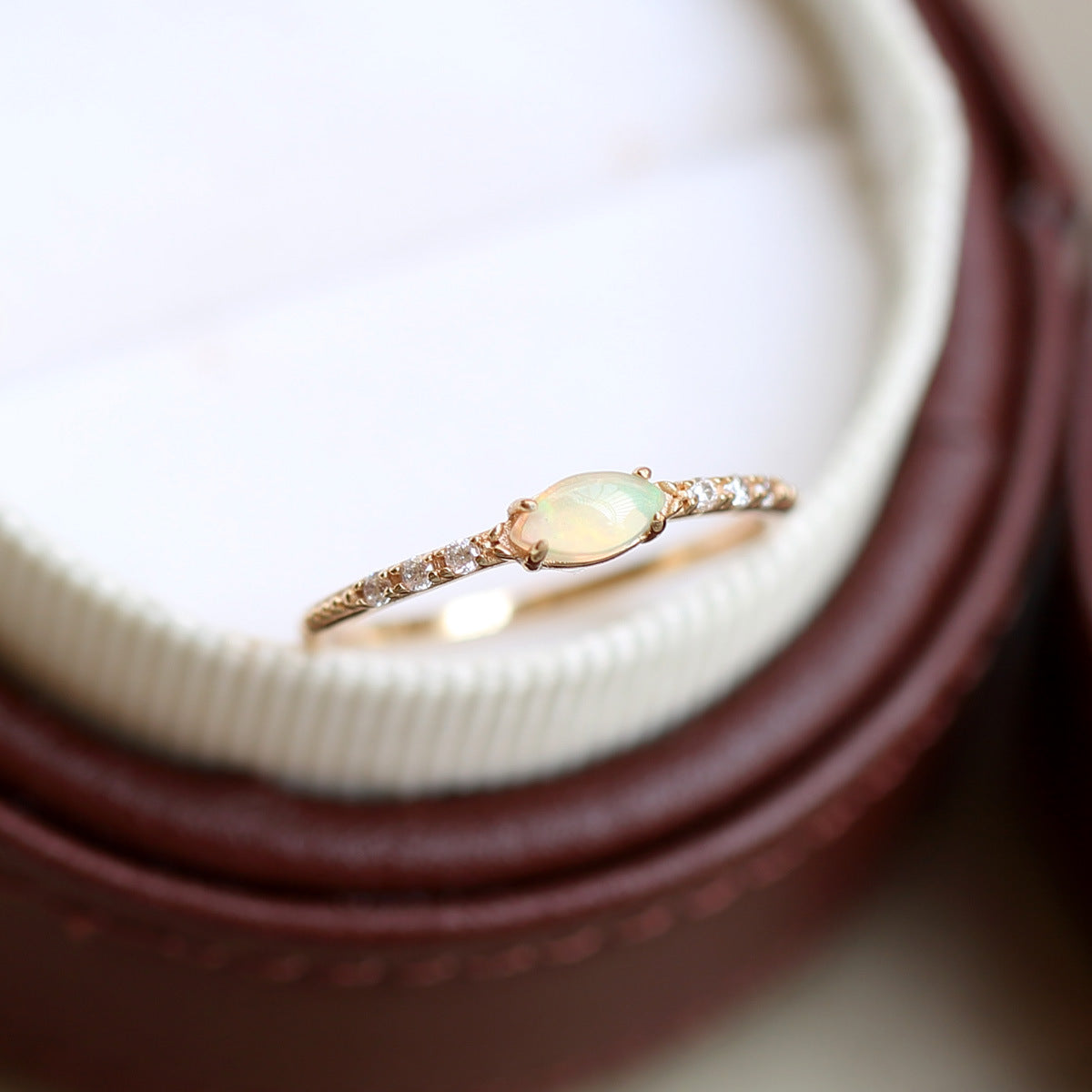 Marquise Opal Thin Band Ring
