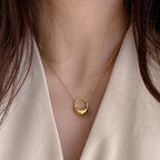 Simple Geometry Open Circle Pendant Necklace | HN1130