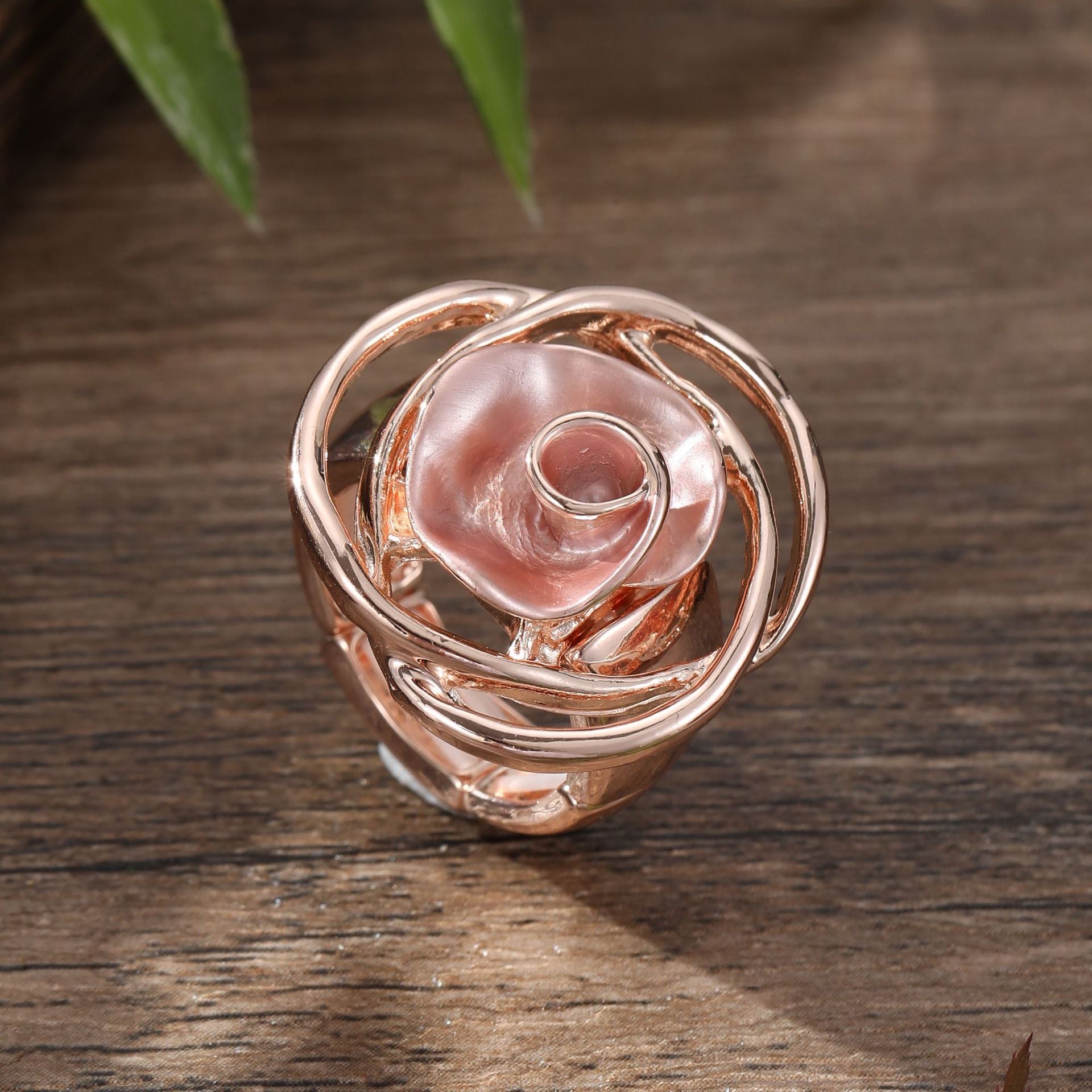 Hand-Painted Chunky Rose Ring