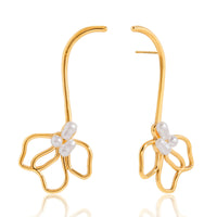 Pearl Lily Flower Linear Long Earrings