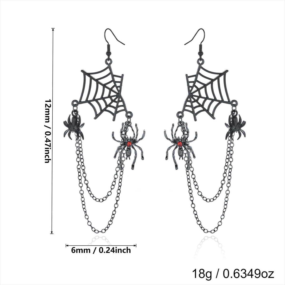 Web of Midnight Spider Chain Tassel Earrings
