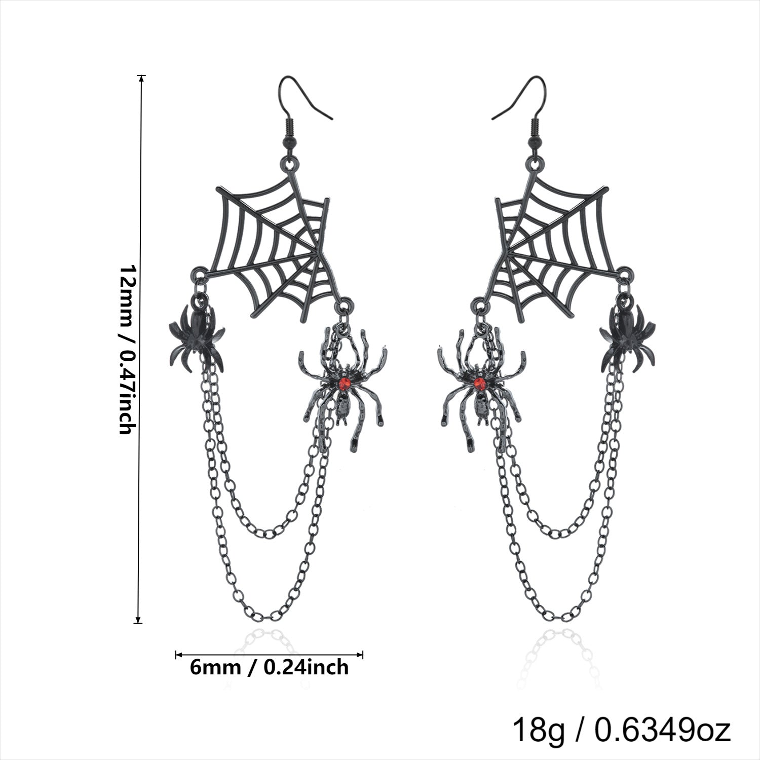 Web of Midnight Spider Chain Tassel Earrings