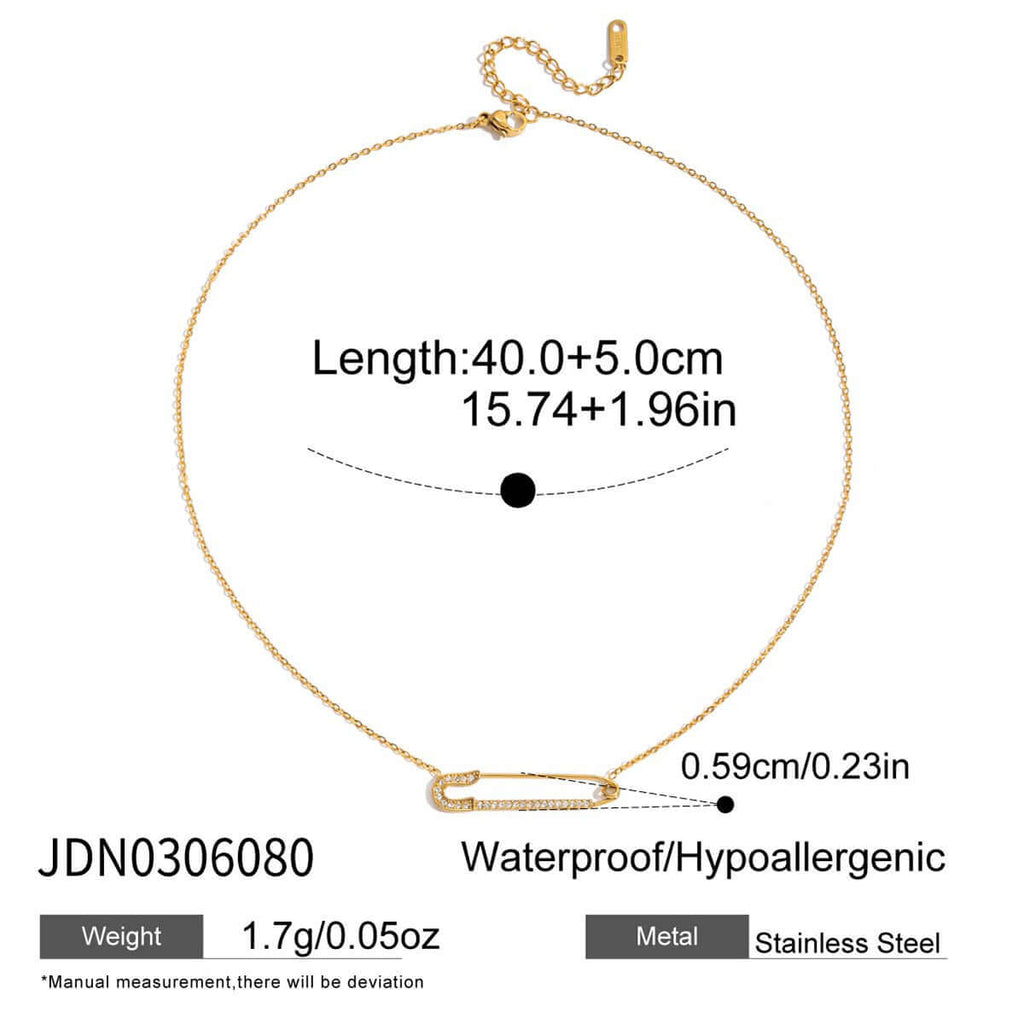 Safety Pin with Love Layered Chain Necklace