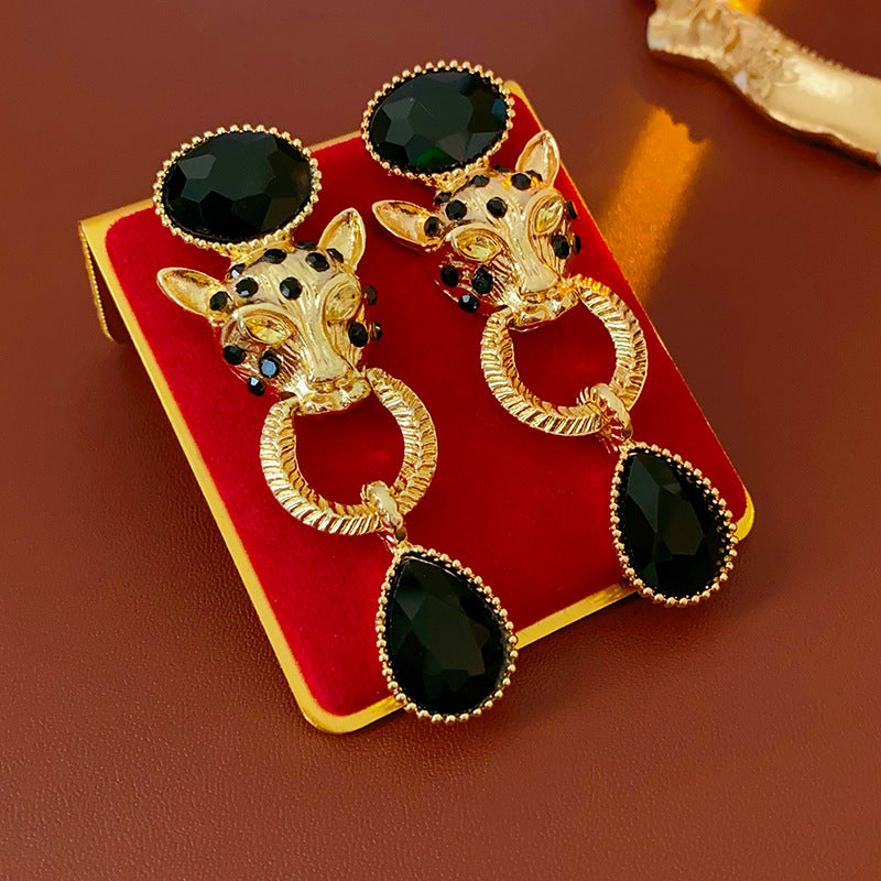 Mystery Black Gold Leopard Earrings