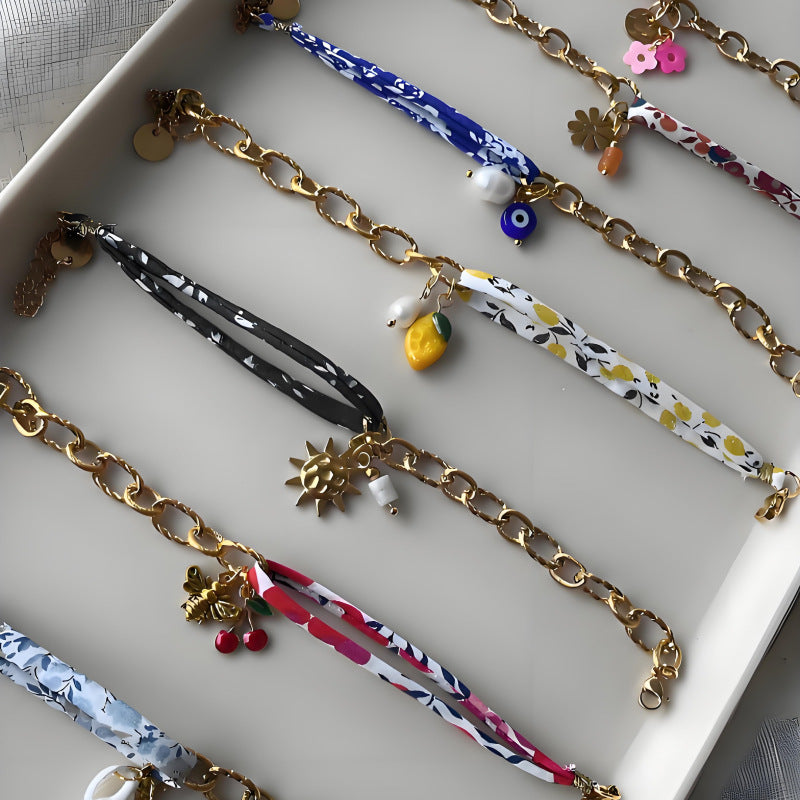 Braided Fruit Charm Half Chain BFF Bracelet