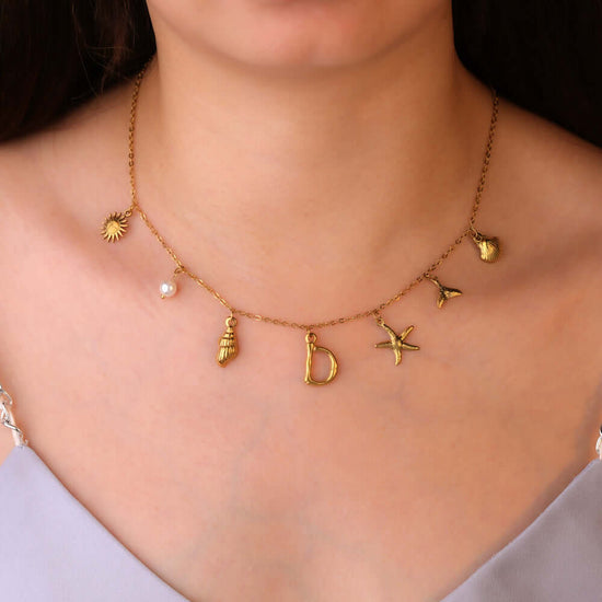 Summer Alphabet Starfish Charm Necklace