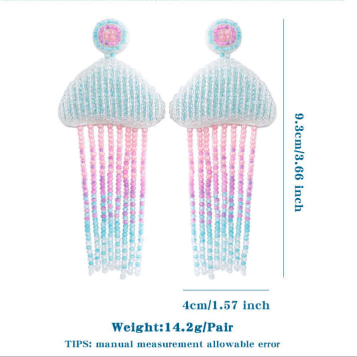 Jellyfish Tassel Bead Earrings | E9249