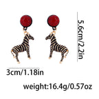 Black White Zebra Stripes Drop Earrings