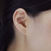 Asymmetric Red Garnet Rose Stud