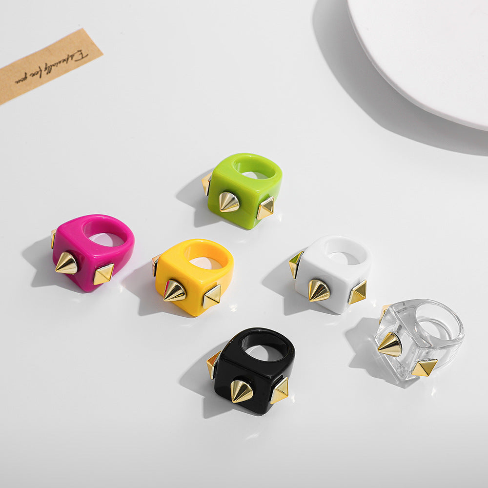 Y2K Spice Girl Dopamine Color Resin Ring