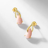 Pink Opal Aura Drop Earrings