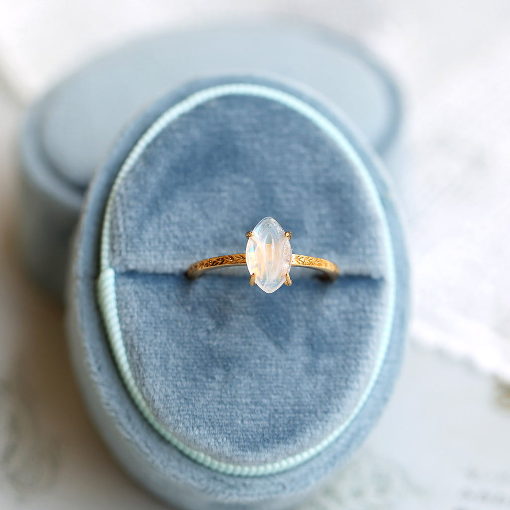 Moonstone Tulip Inspired Solitaire Ring