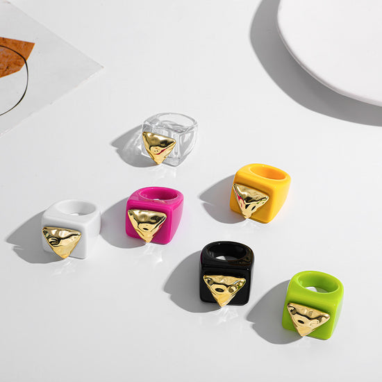 Y2K Spice Girl Dopamine Color Resin Ring