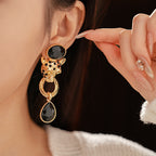 Mystery Black Gold Leopard Earrings