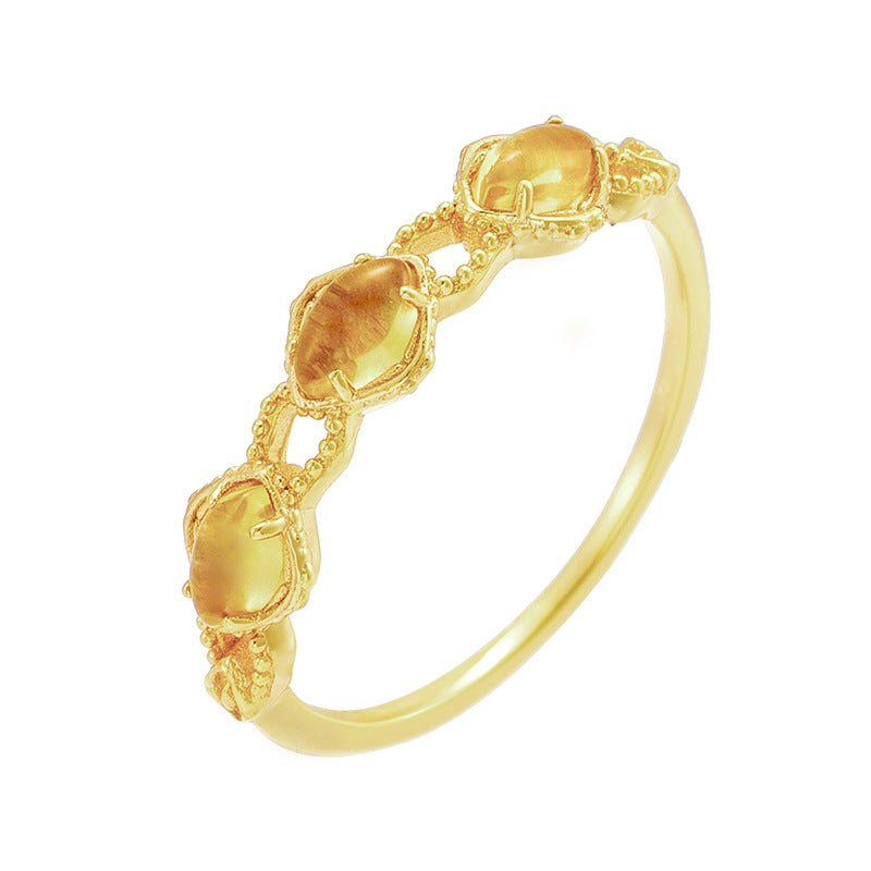 Gold Citrine Yellow Stone November Ring