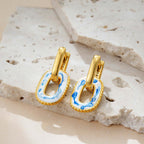 Porcelain Marble Double Hoop Earring