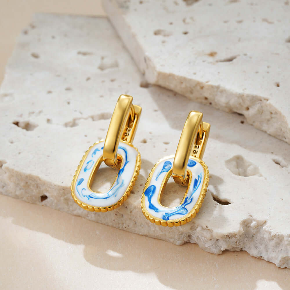 Porcelain Marble Double Hoop Earring