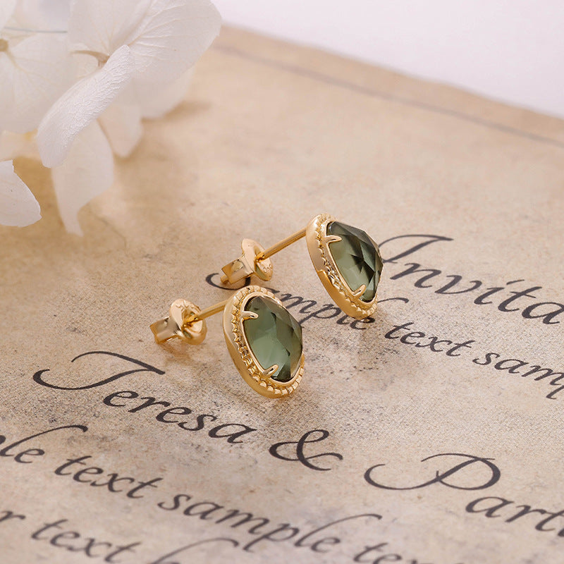 Green Amethyst Stud Earrings