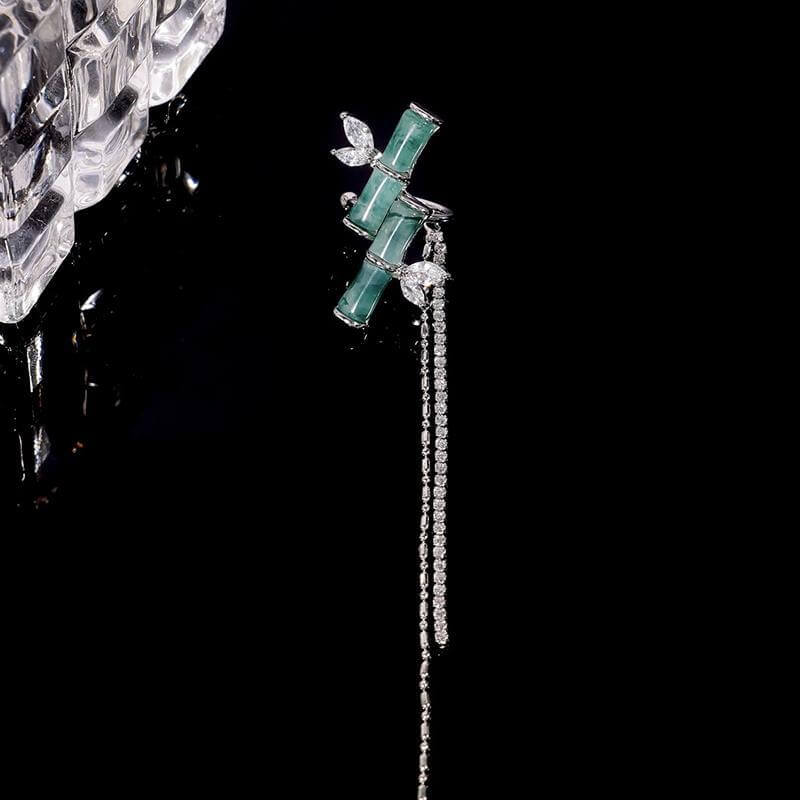 Asian Lucky Bamboo Ear Cuff with Tassel 