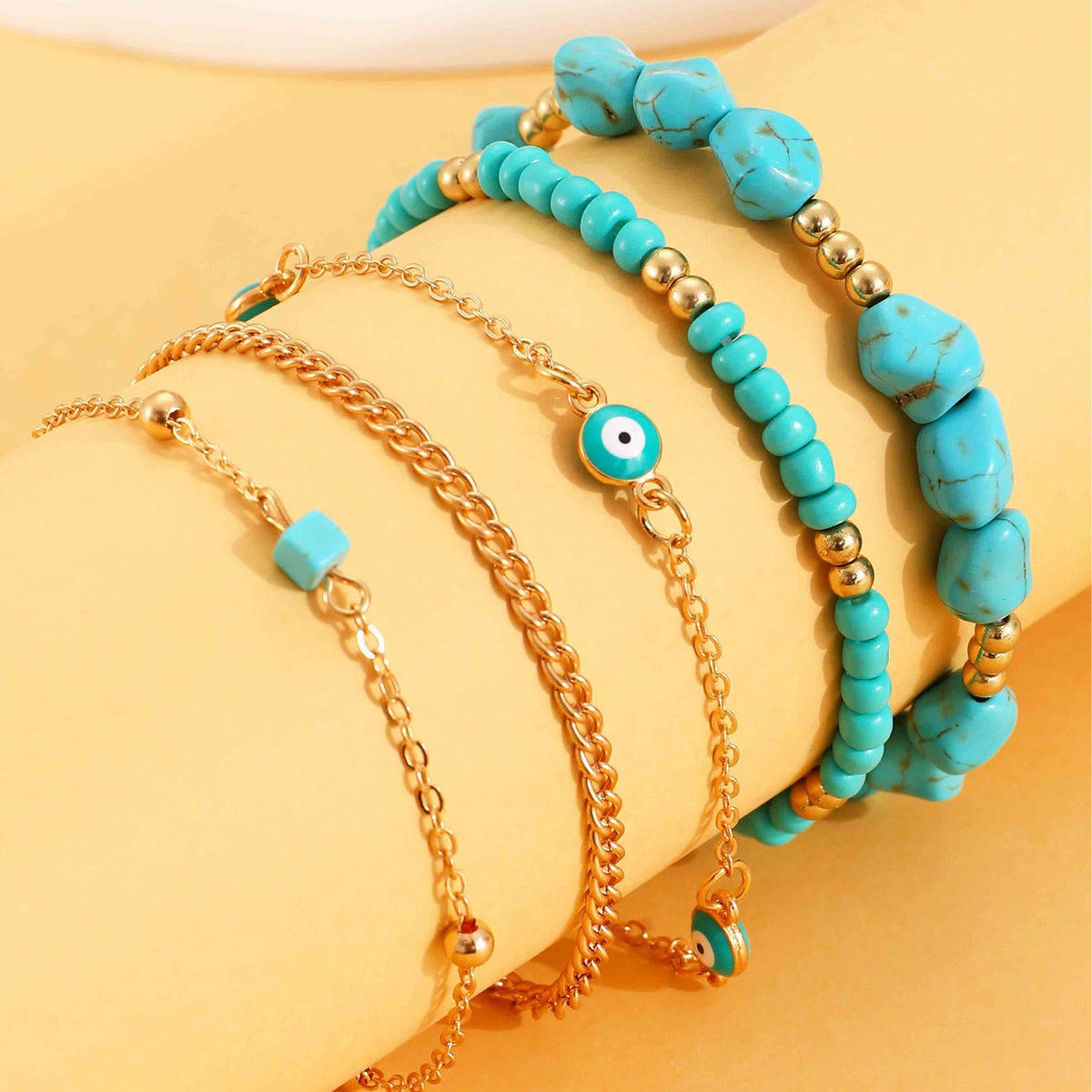 Coastal Charm Colorful Beaded Anklet