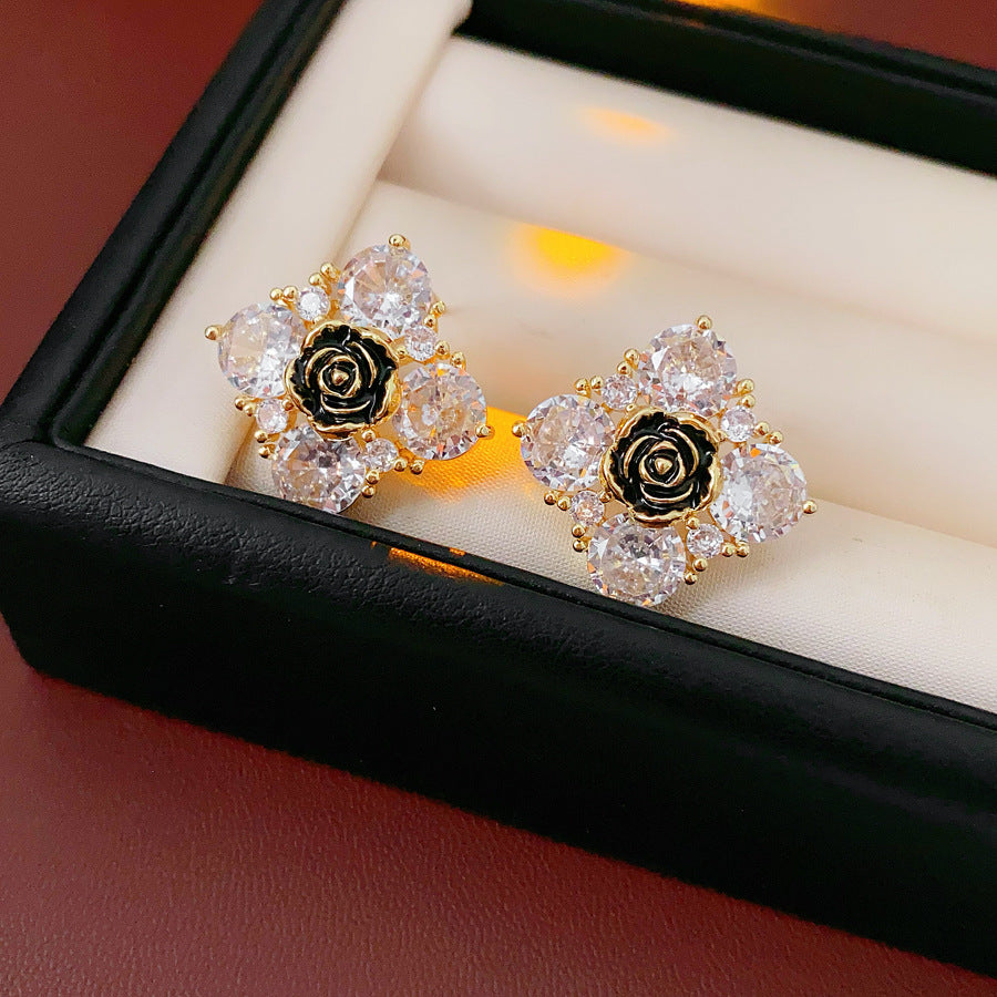 Camellia Ice Cube Stud Earrings