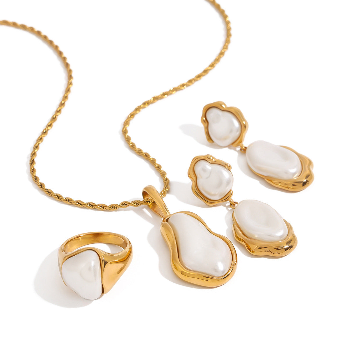 Irregular Peanut Pearl Drop Necklace