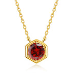 Hexagon Bezel Birth Month Garnet Gemstone Necklace