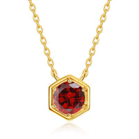 Hexagon Bezel Birth Month Garnet Gemstone Necklace