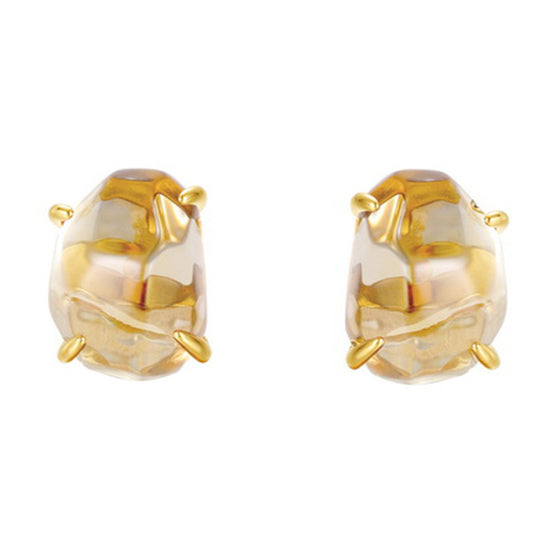 Raw Amethyst Citrine Four Claw Stud