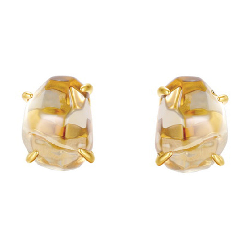 Raw Amethyst Citrine Four Claw Stud