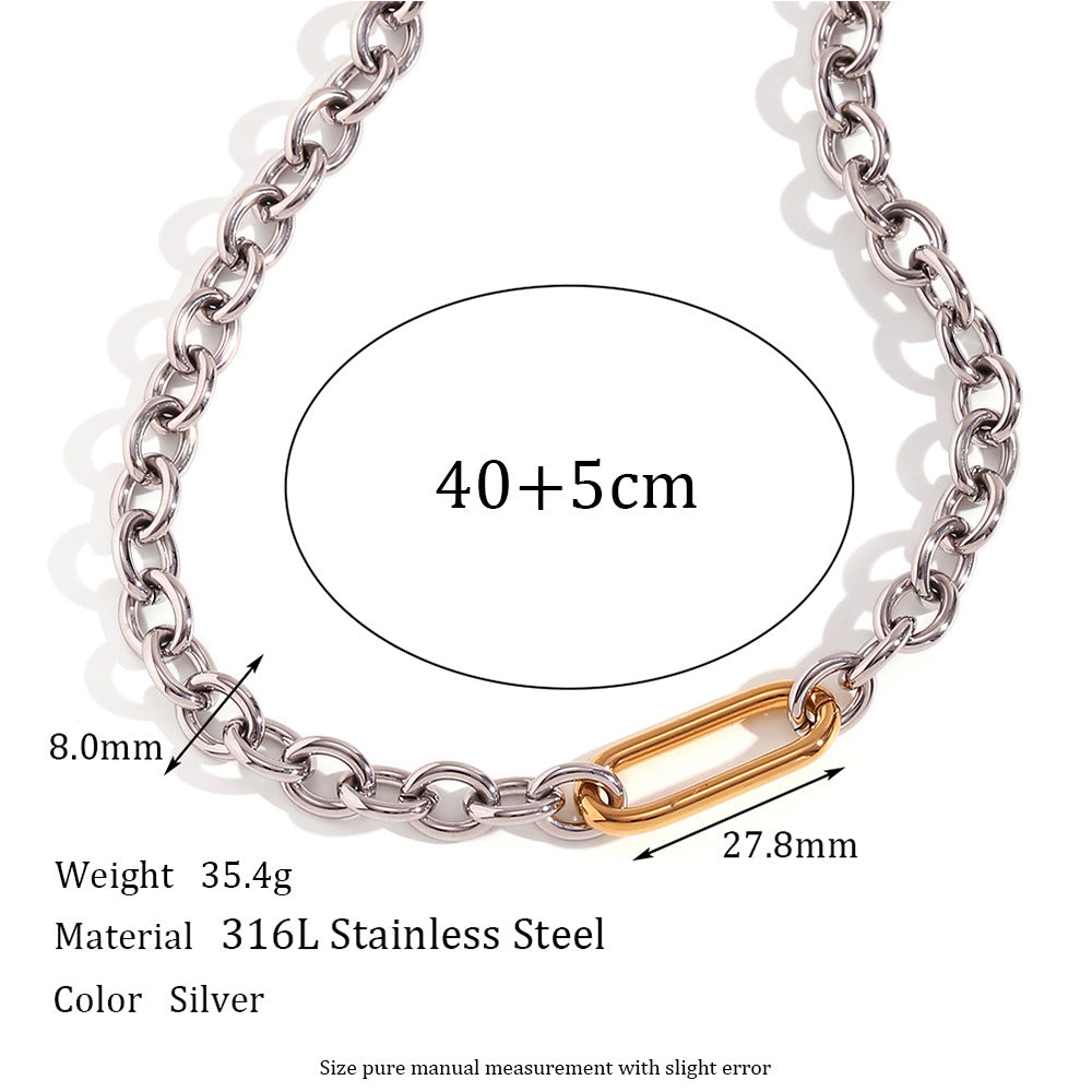 Edgy Chunky Two Tone Paperclip Chain Bracelet