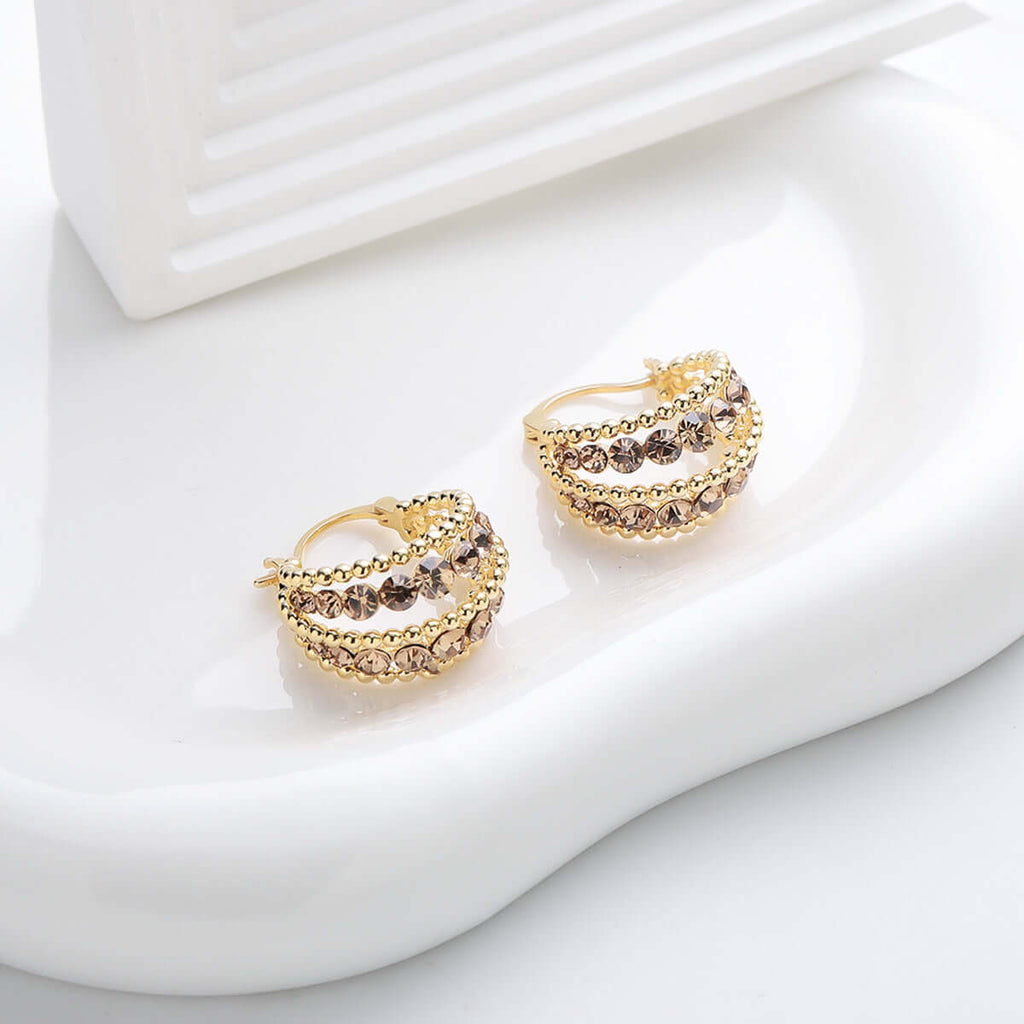 Hollow Basket French Hoop Earrings