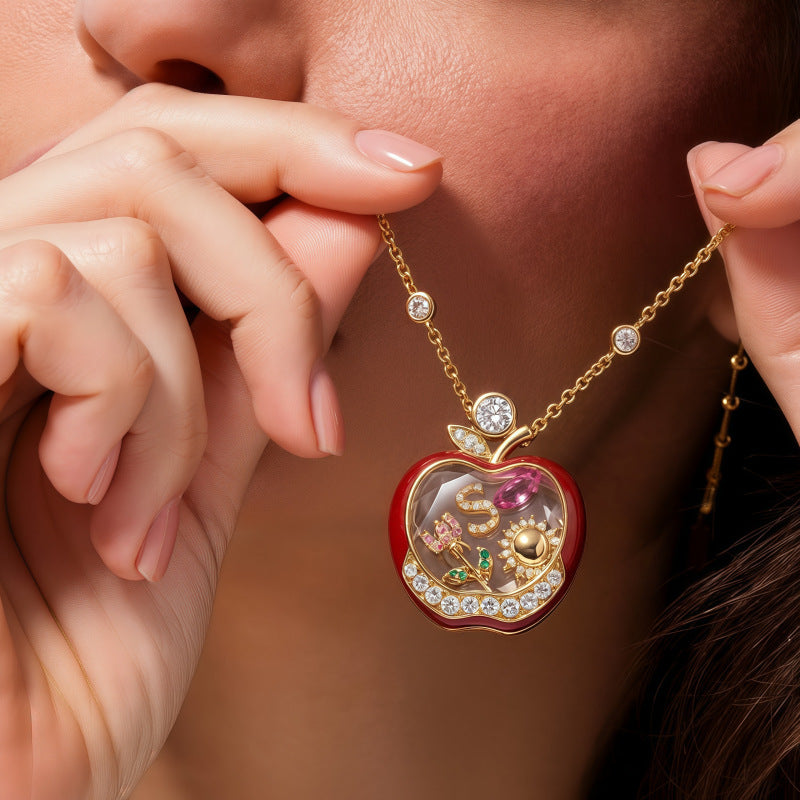 DIY Heart Gold Locket Necklace with Charms