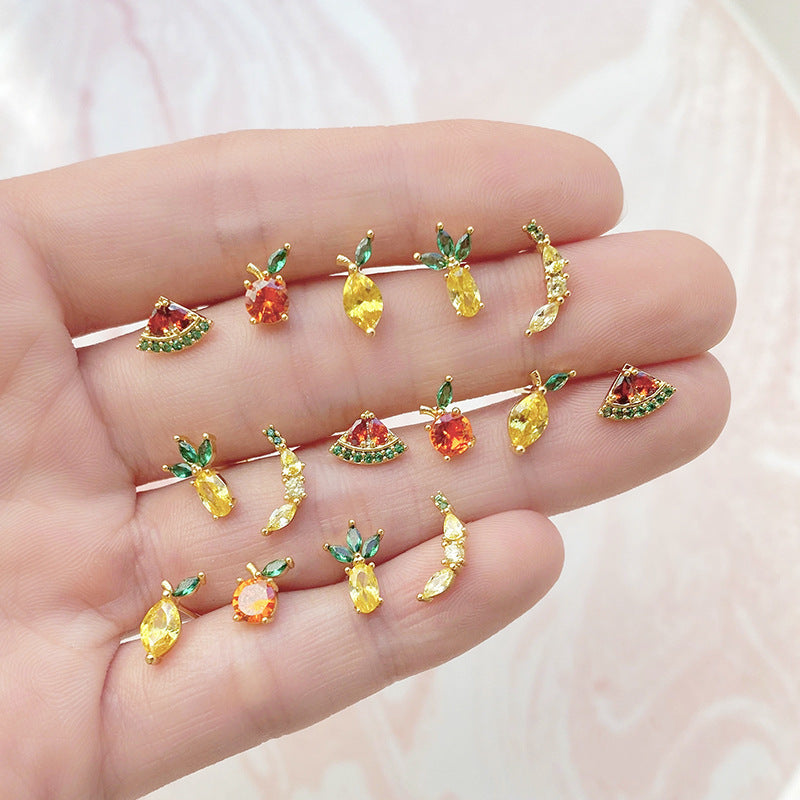 20G Mini Peach Helix Anti Tragus Fruits Stud Earrings