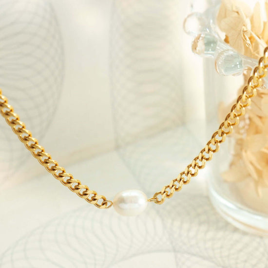 Freshwater Pearl Gold Chain Necklace