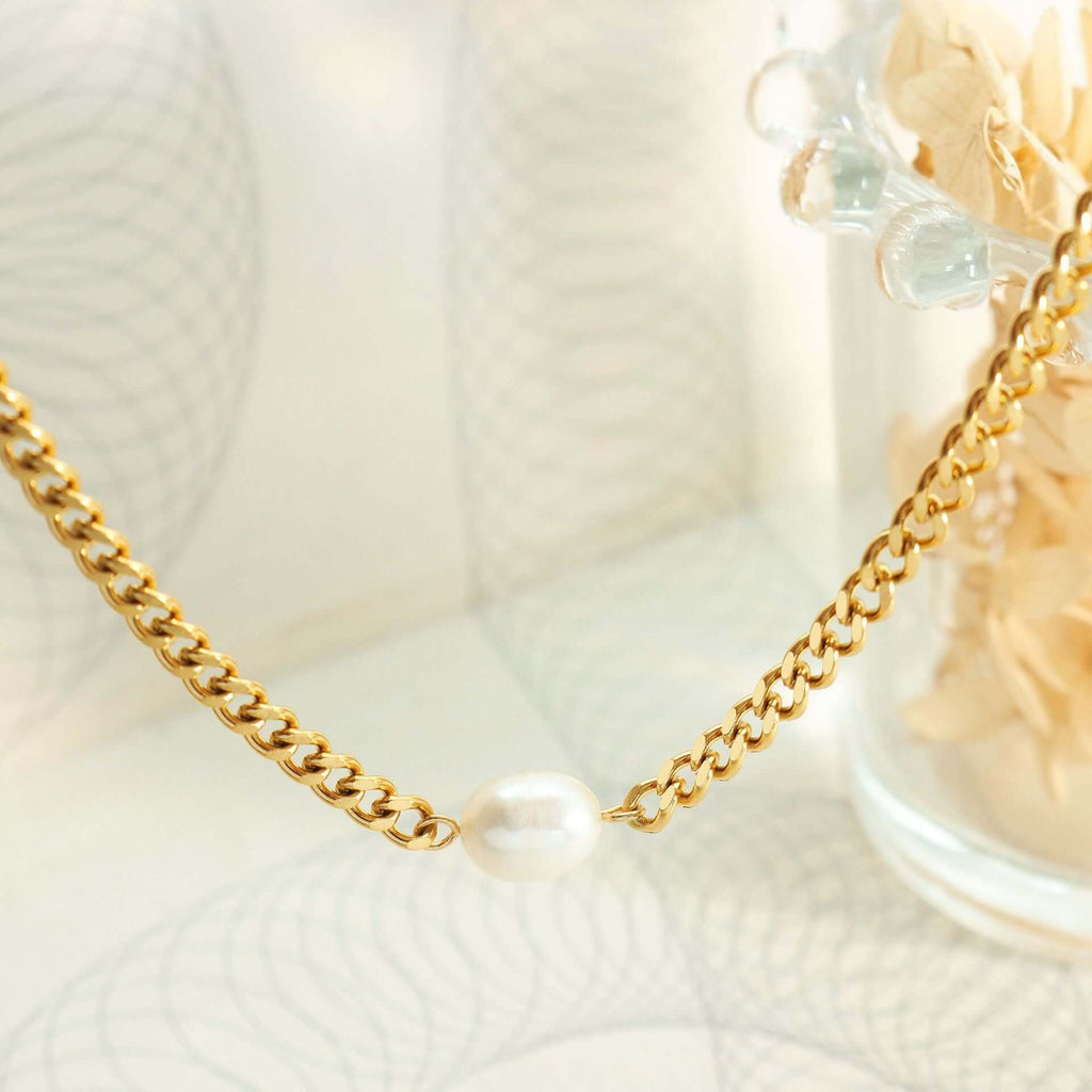 Freshwater Pearl Gold Chain Necklace