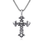 Halloween Skull Cross Pendant Herringbone Chain Necklace