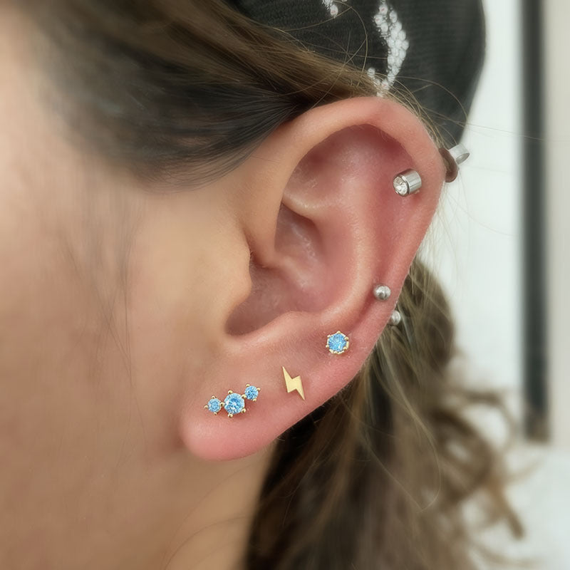 20G CZ Geometry Tragus Stud Upper Lobe Piercings