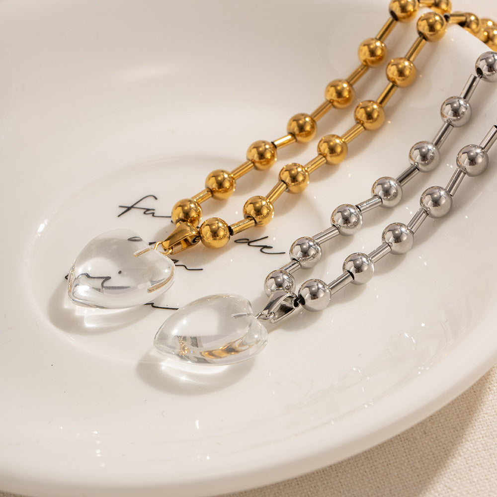 18K Gold Transparent Love Bead Necklace