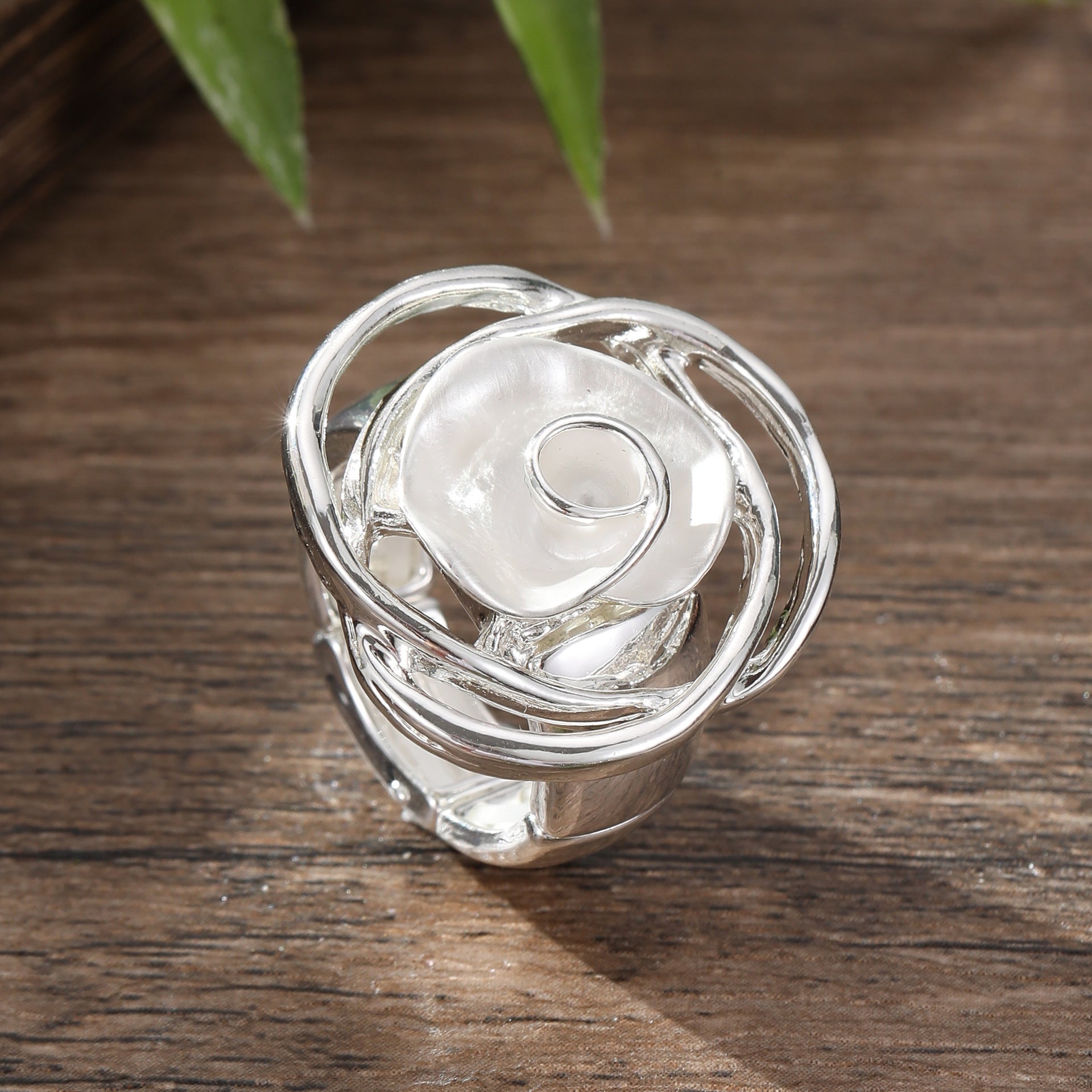 Hand-Painted Chunky Rose Ring