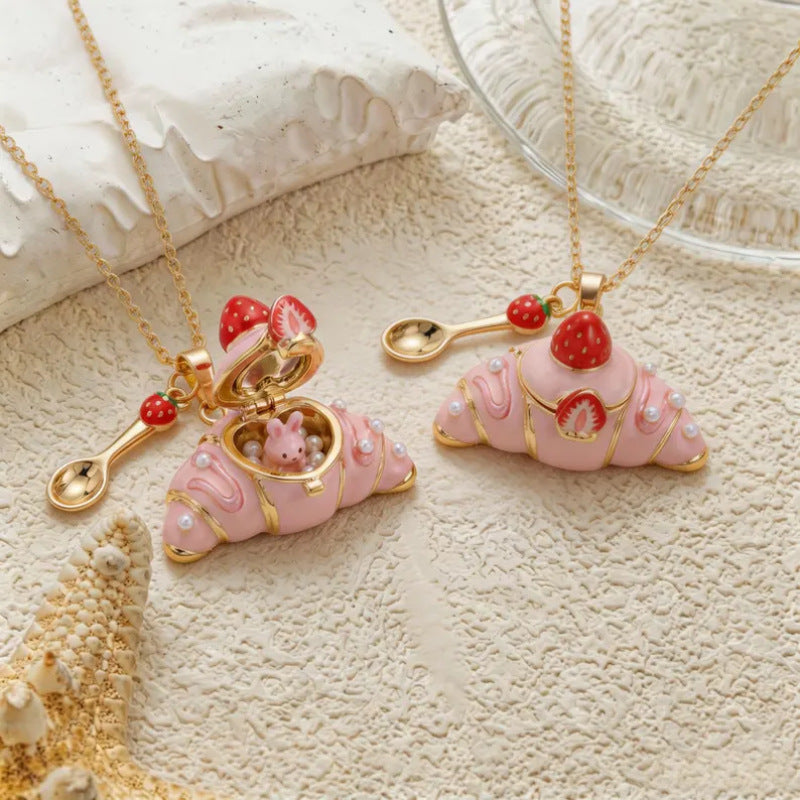 Sweet Critters Croissant Open Charm Necklace
