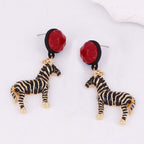 Black White Zebra Stripes Drop Earrings