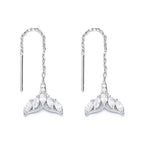 Tiny Mermaid Tail Diamond Threader Earrings