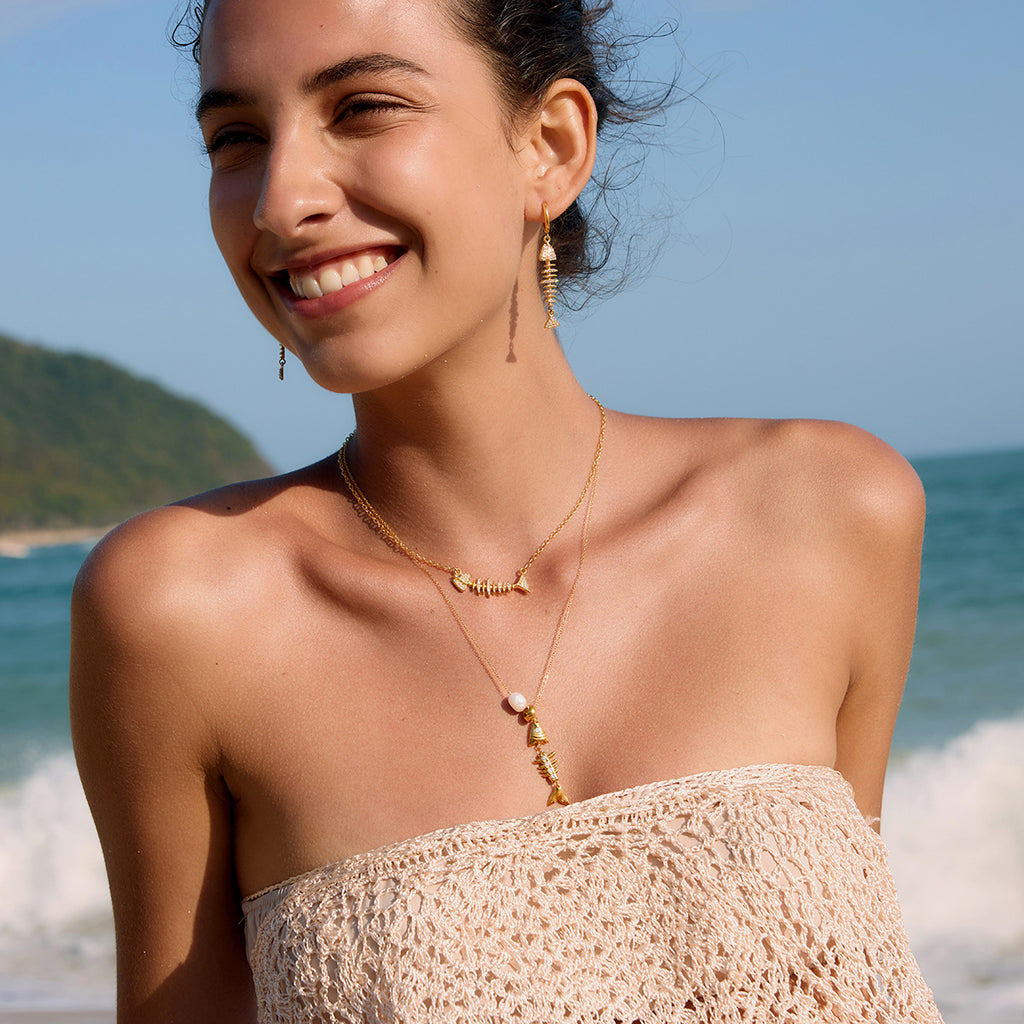 Y2K Gold Fishbone Necklace