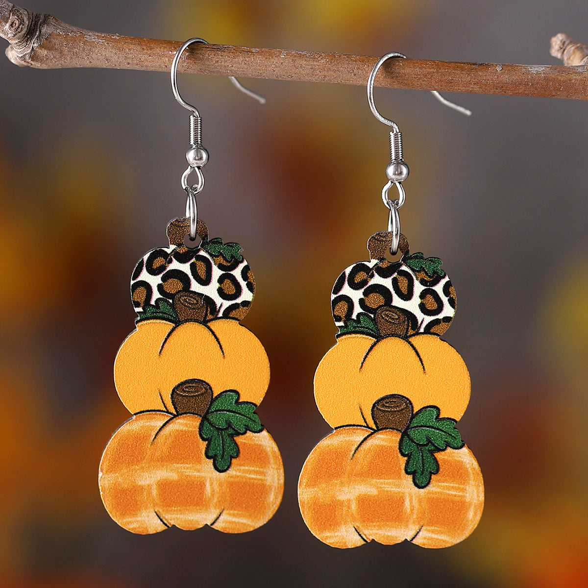 Polka Dot Pumpkin Fall Thanksgiving Drop Earrings